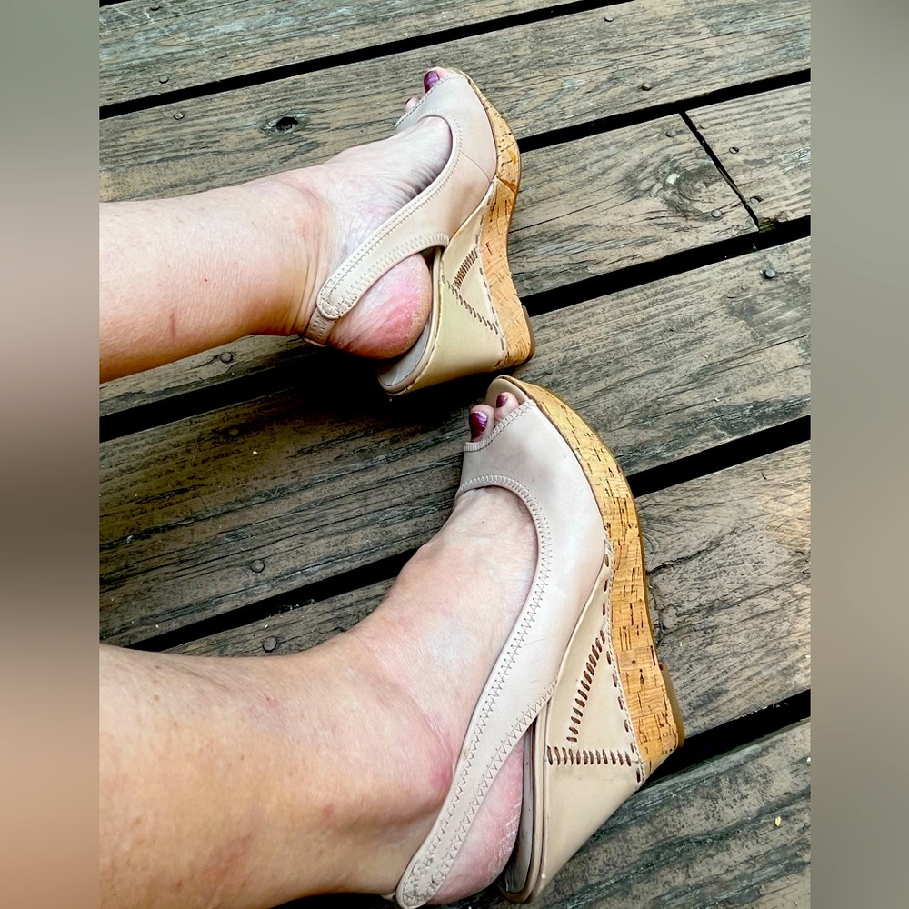 MRKT Market-beige slip on wedge sandals